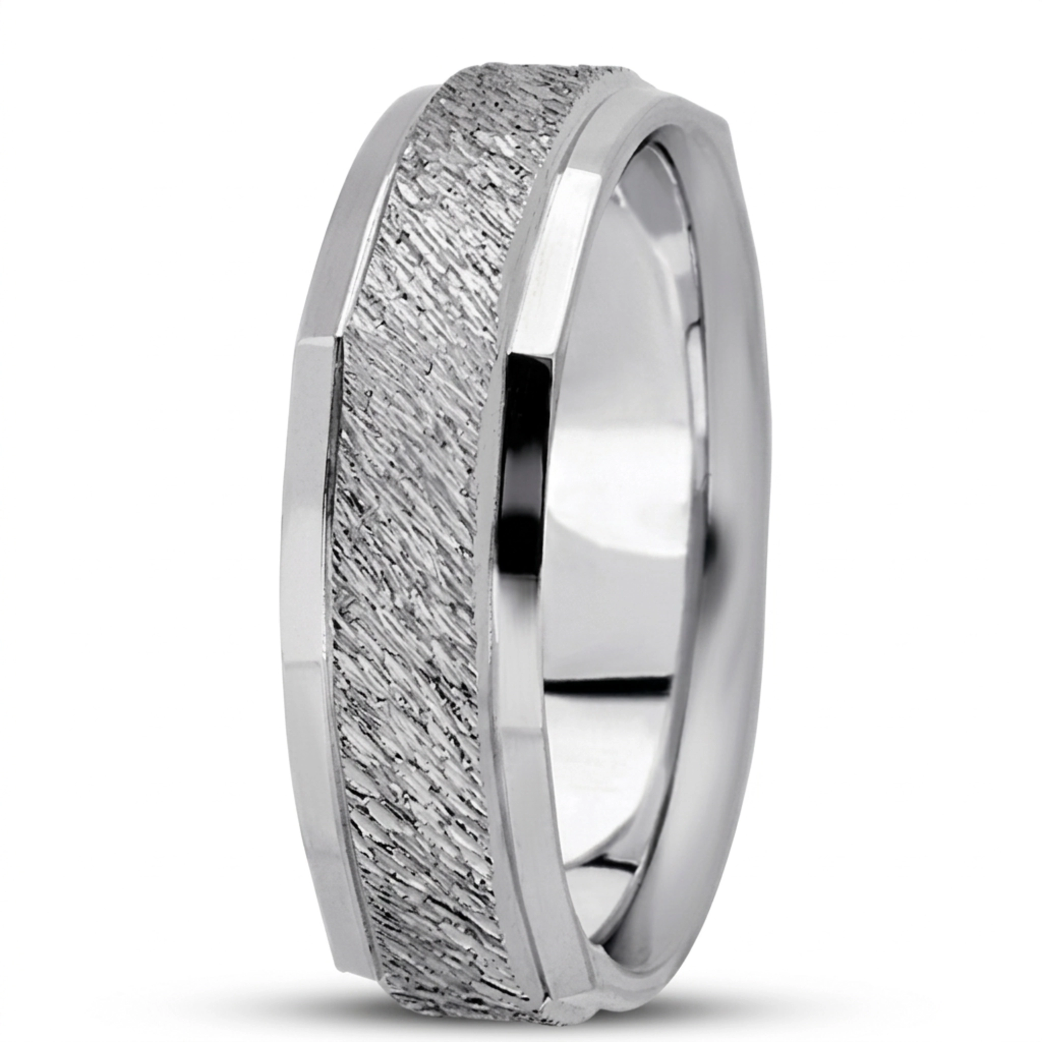 10K white gold 7mm. same as picture basic-carved-square-wedding-band - alternate view 3