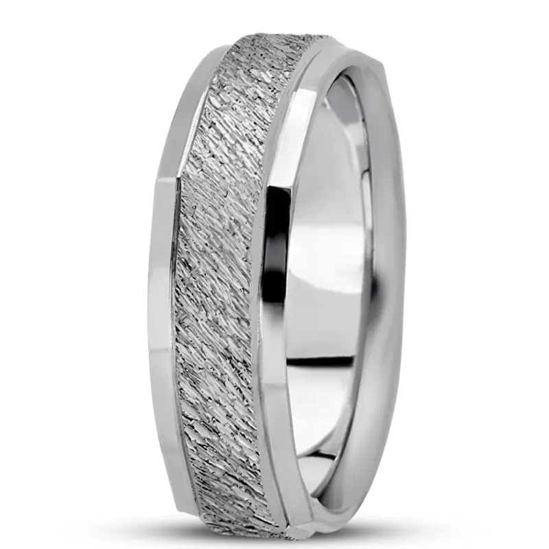 18K white gold 7mm. same as picture basic-carved-square-wedding-band - alternate view 3