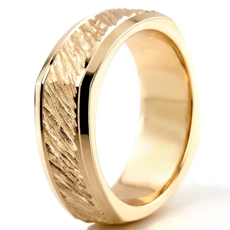 18K yellow gold 7mm. same as picture basic-carved-square-wedding-band - alternate view 6