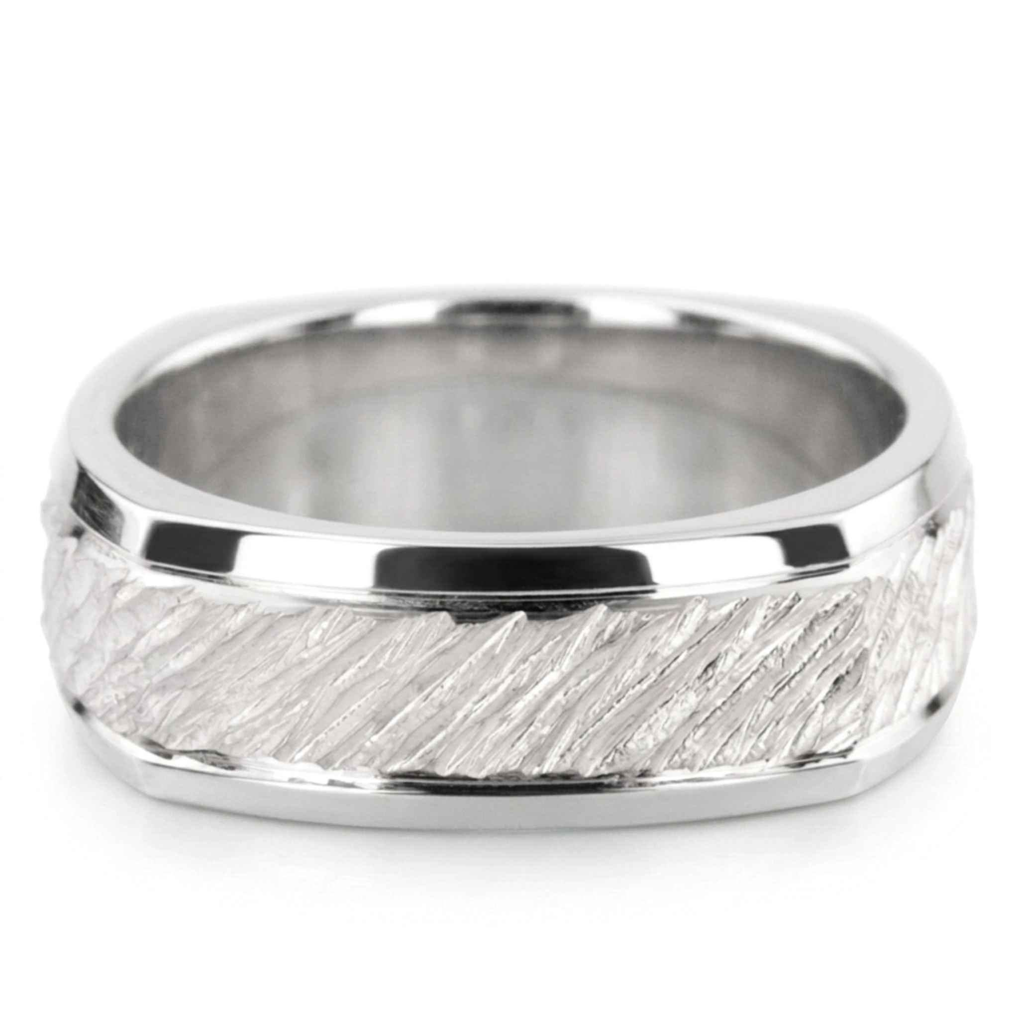 10K white gold 7mm. same as picture basic-carved-square-wedding-band - alternate view 2