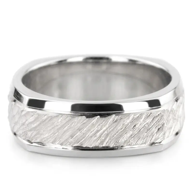 18K white gold 7mm. same as picture basic-carved-square-wedding-band - alternate view 2