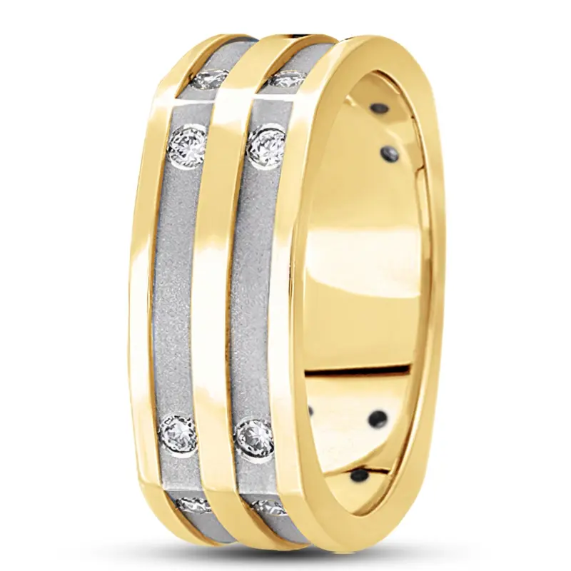 14K y-w-y-w-y gold 8mm. high polish diamond-classic-round-cut-wedding-band - alternate view 4
