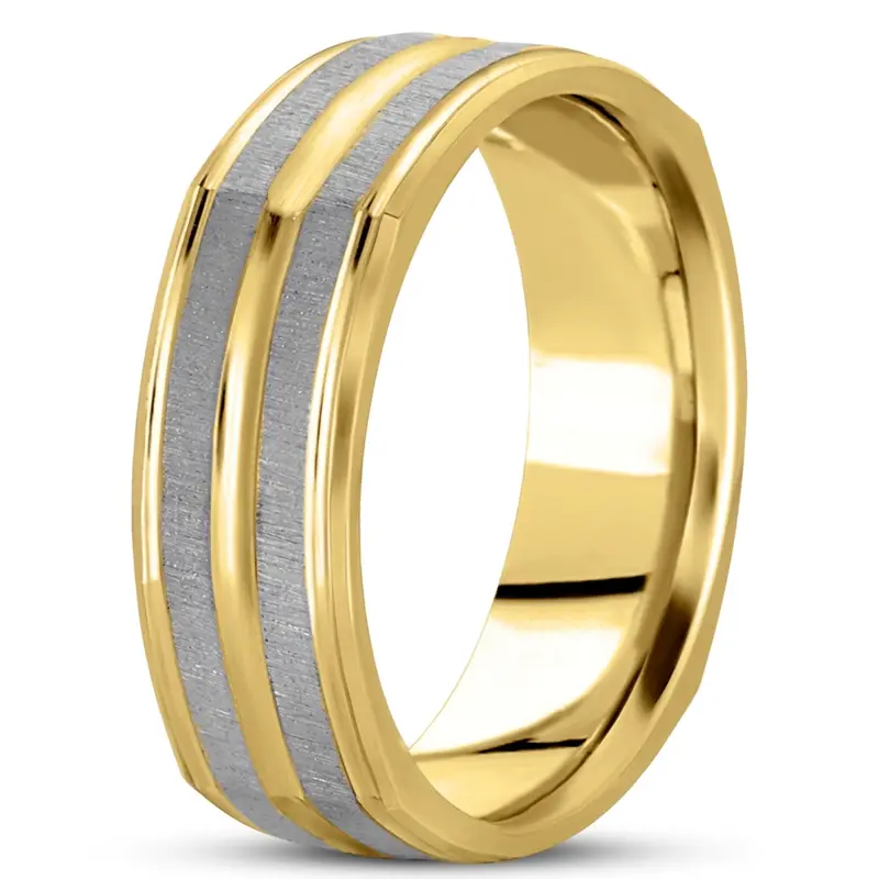 14K y-w-y-w-y gold 7mm. cross satin basic-carved-square-wedding-band - alternate view 2