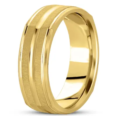 10K yellow gold 7mm. cross satin basic-carved-square-wedding-band - alternate view 3 thumbnail