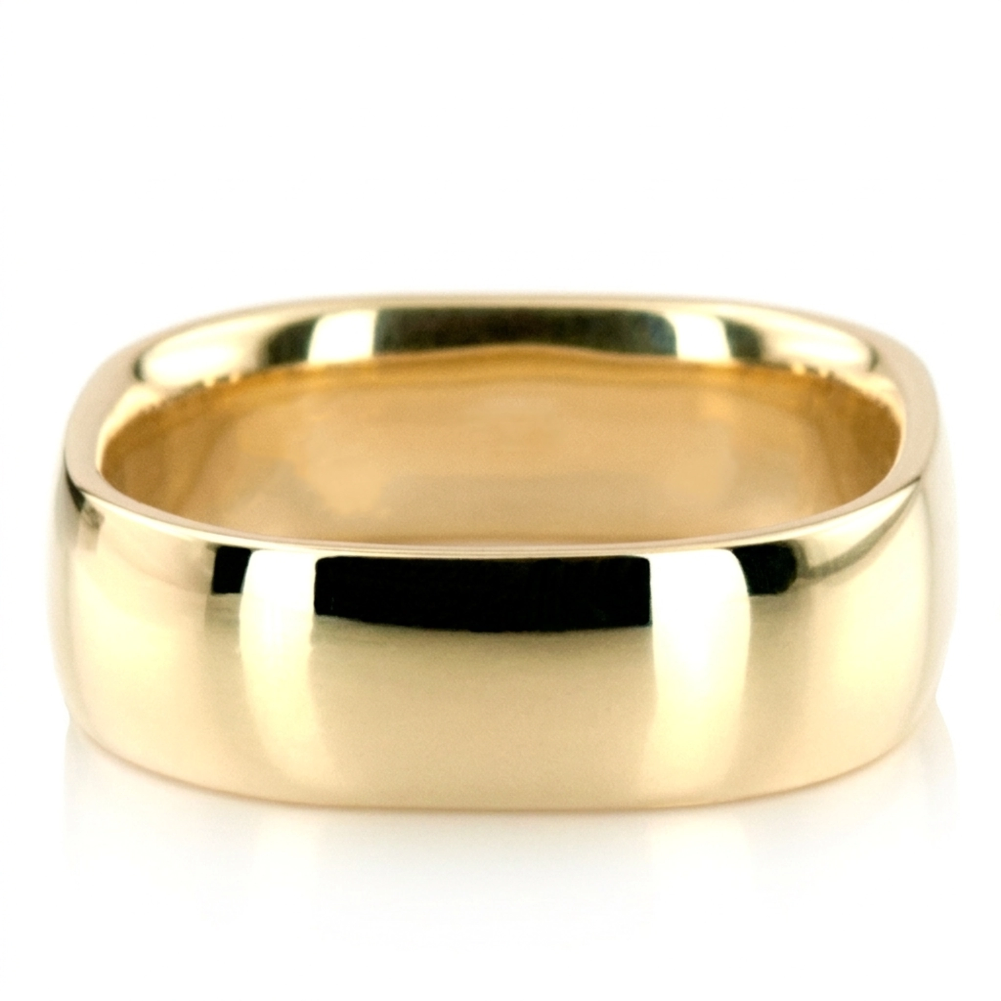 10K yellow gold 7mm. high polish Modern-Square-Dome-Wedding-Ring - alternate view 3