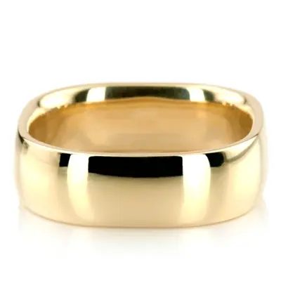 10K yellow gold 7mm. high polish Modern-Square-Dome-Wedding-Ring - alternate view 3 thumbnail