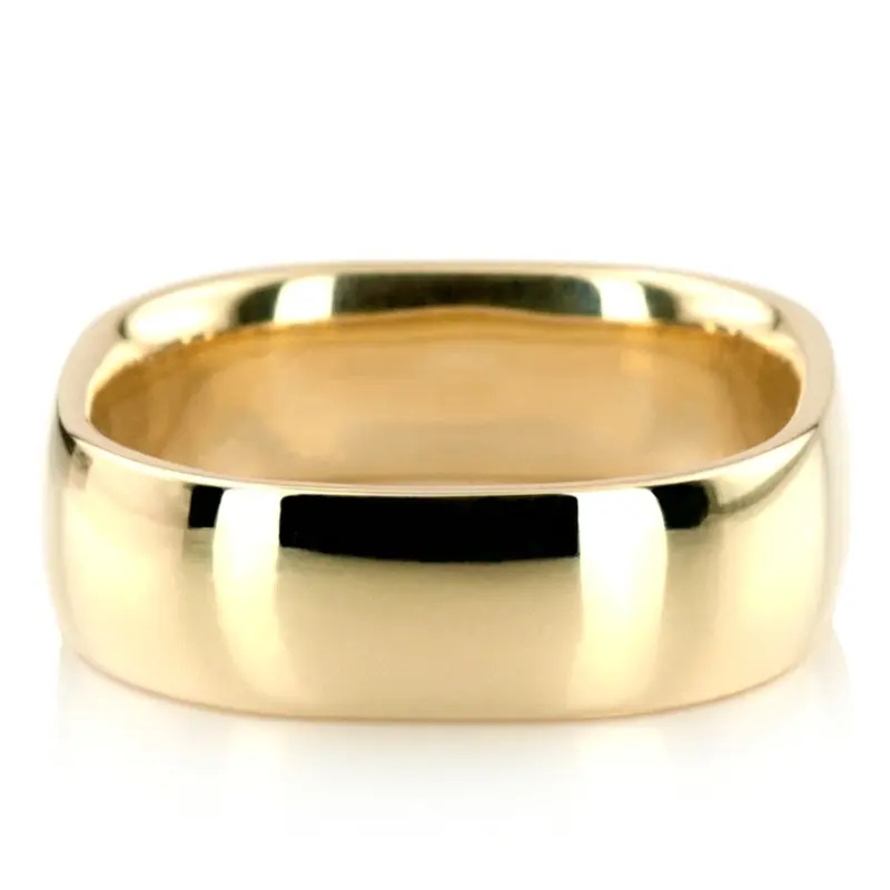 10K yellow gold 7mm. high polish Modern-Square-Dome-Wedding-Ring - alternate view 3