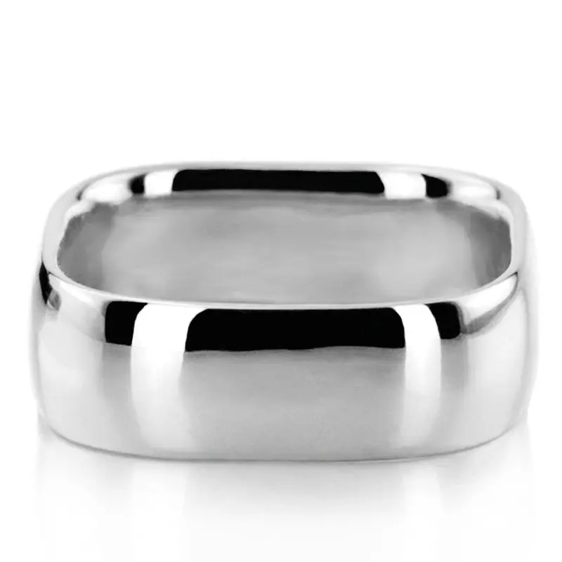 10K white gold 7mm. high polish Modern-Square-Dome-Wedding-Ring - alternate view 4
