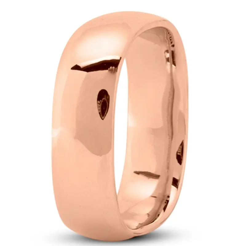 10K pink gold 7mm. high polish Modern-Square-Dome-Wedding-Ring - alternate view 6