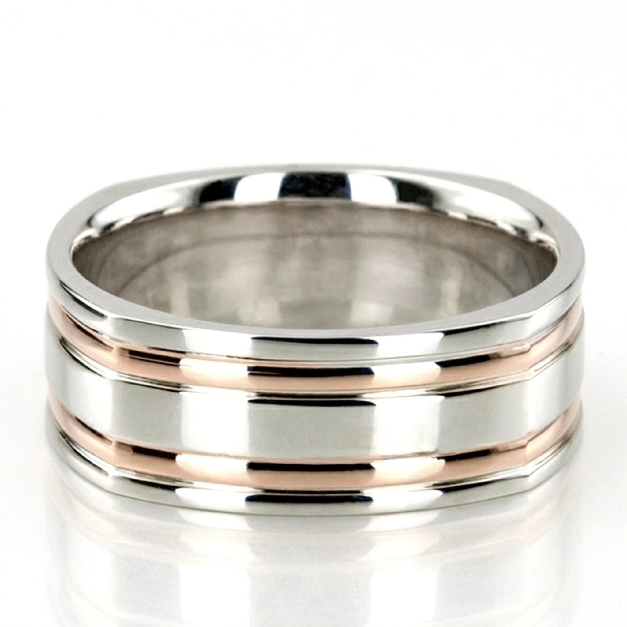 10K same as picture gold 8mm. high polish two-tone-wedding-band - main view