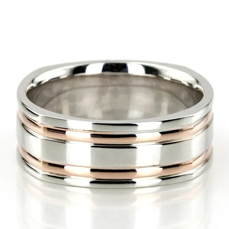 10K same as picture gold 8mm. high polish two-tone-wedding-band - main view