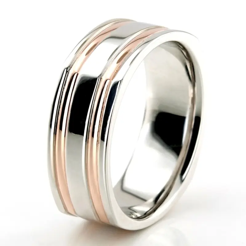 10K same as picture gold 8mm. high polish two-tone-wedding-band - alternate view 5