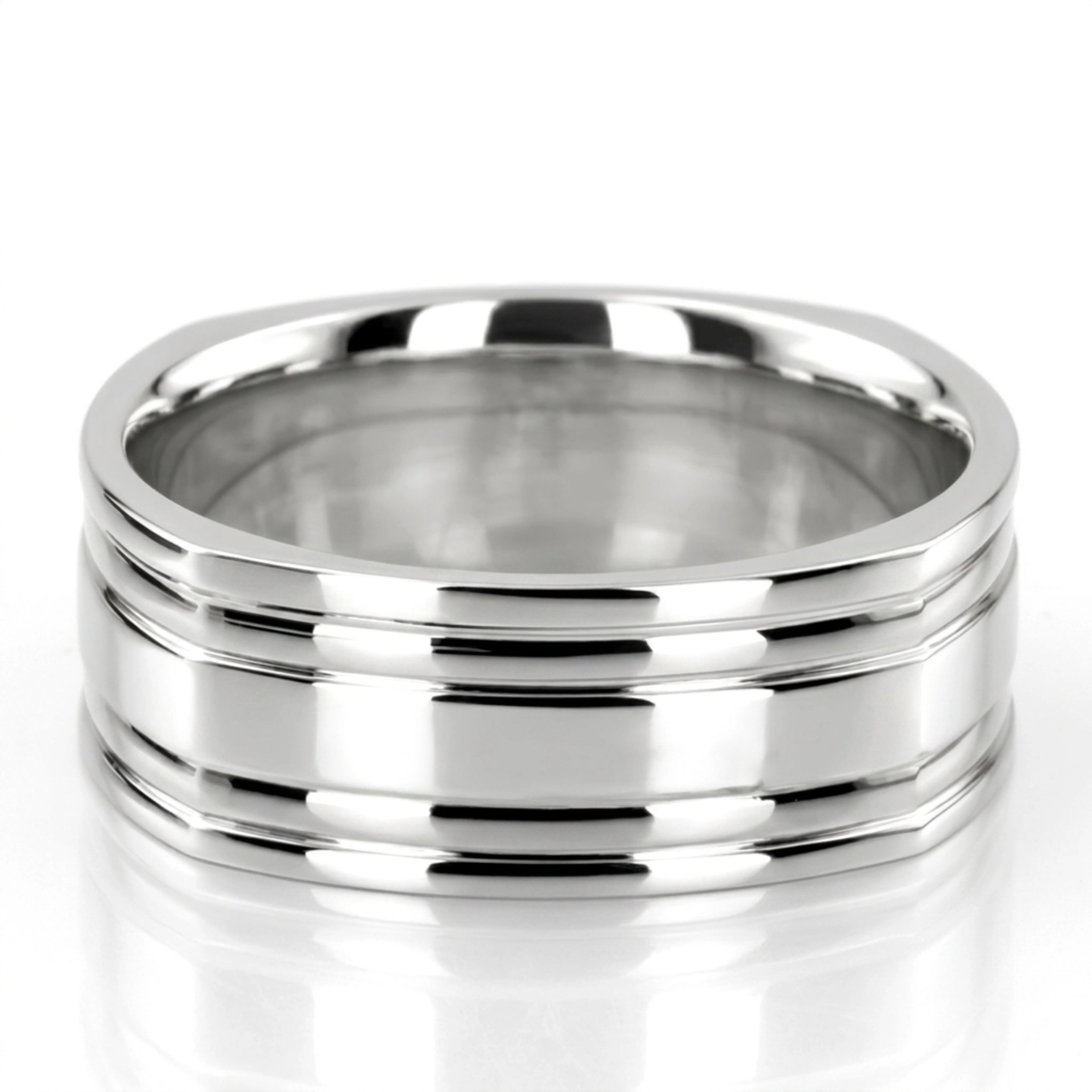 10K white gold 8mm. high polish two-tone-wedding-band - alternate view 3
