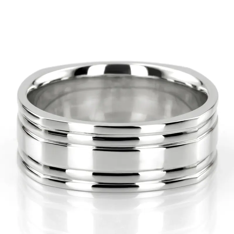 10K white gold 8mm. high polish two-tone-wedding-band - alternate view 3