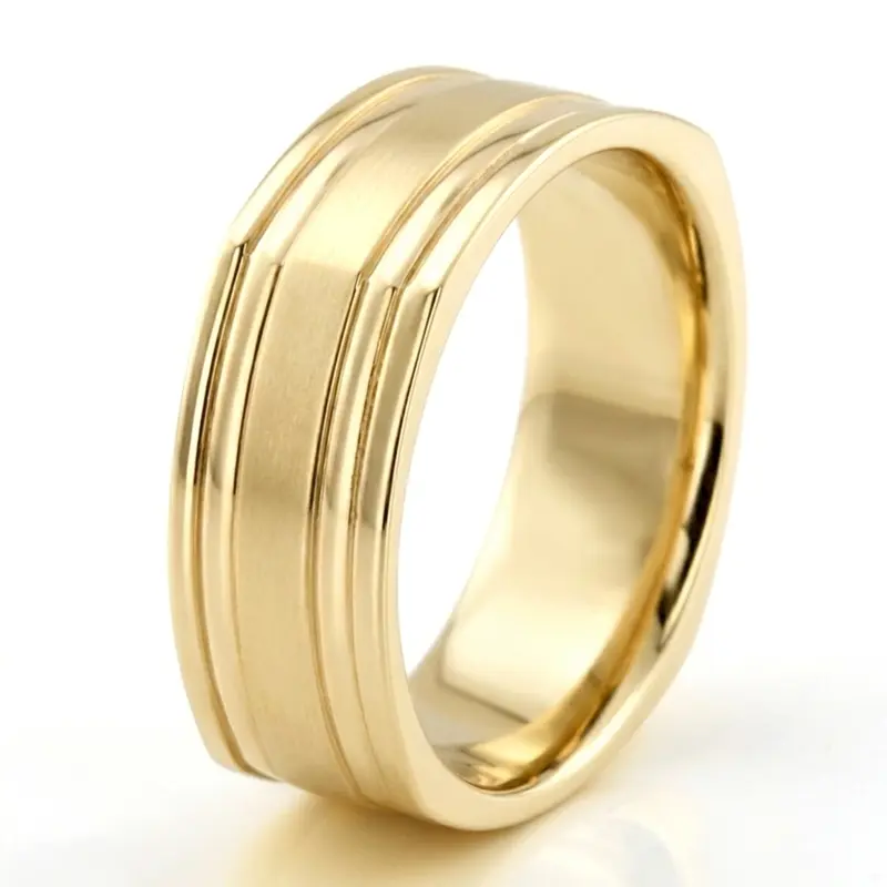 10K yellow gold 8mm. high polish two-tone-wedding-band - alternate view 4