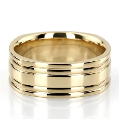 10K yellow gold 8mm. high polish two-tone-wedding-band - alternate view 2 thumbnail