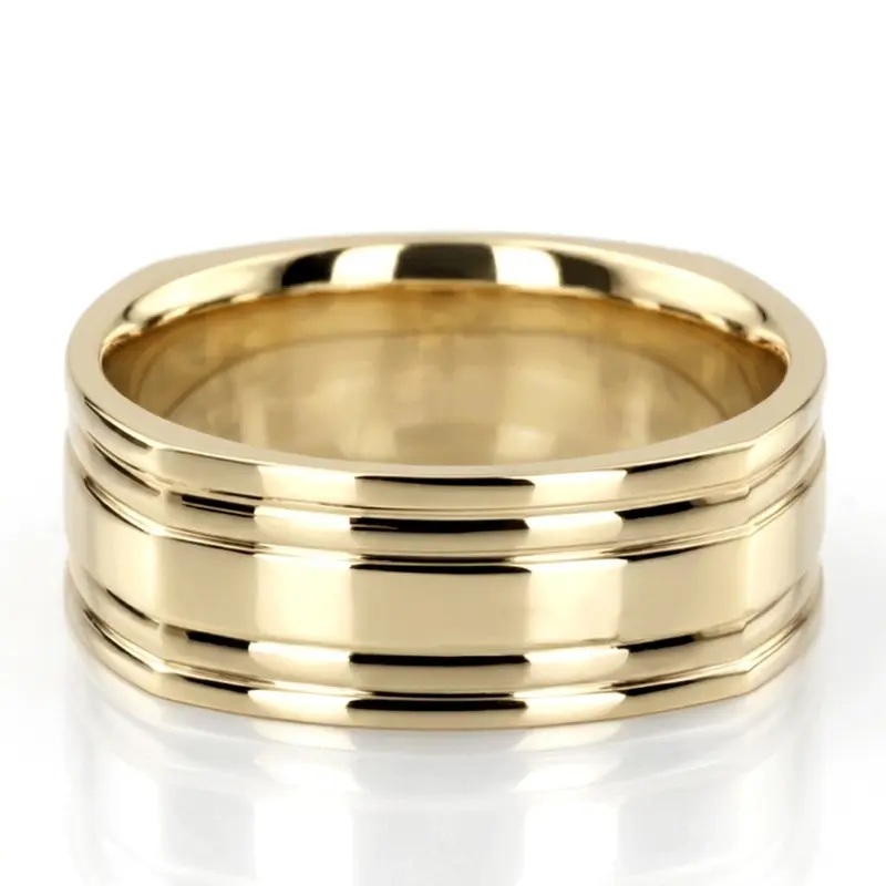 10K yellow gold 8mm. high polish two-tone-wedding-band - alternate view 2