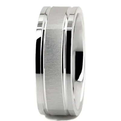 Square Cross-satin Basic Carved Wedding Band  - view 3 of 5