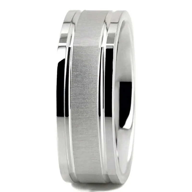 10K white gold 7mm. cross satin two-tone-wedding-band - alternate view 4
