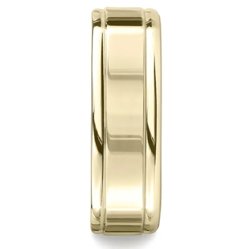 14K yellow gold 7mm. high polish Four-Sided-Carved-Design-Band - alternate view 4
