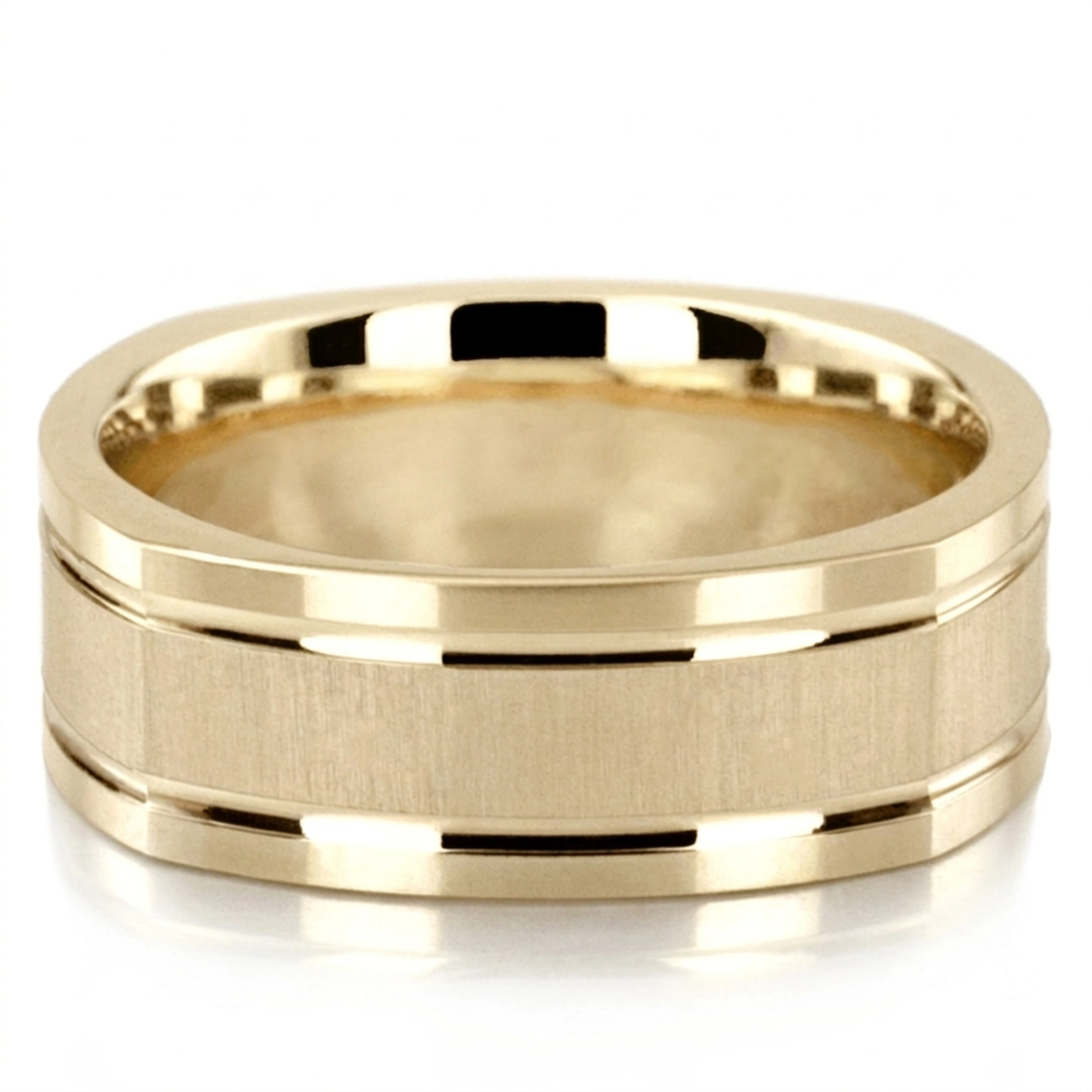 14K yellow gold 7mm. cross satin two-tone-wedding-band - alternate view 2