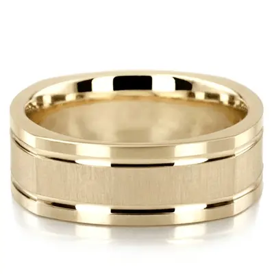Square Cross-satin Basic Carved Wedding Band  - view 2 of 5