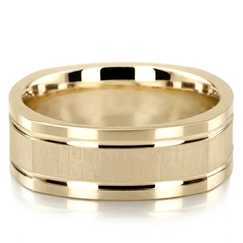 10K yellow gold 7mm. cross satin two-tone-wedding-band - alternate view 5
