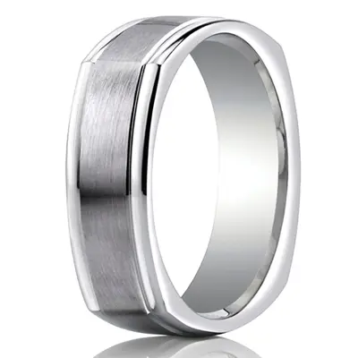 14K white gold 7mm. satin Satin-Finished-Four-Sided-Carved-Design-Band - alternate view 2 thumbnail