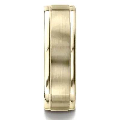 14K yellow gold 7mm. satin Satin-Finished-Four-Sided-Carved-Design-Band - alternate view 3 thumbnail