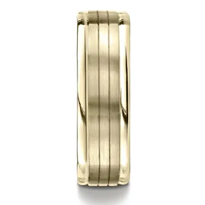 14K yellow gold 7mm. satin Four-Sided-Carved-Design-Band - alternate view 4 thumbnail