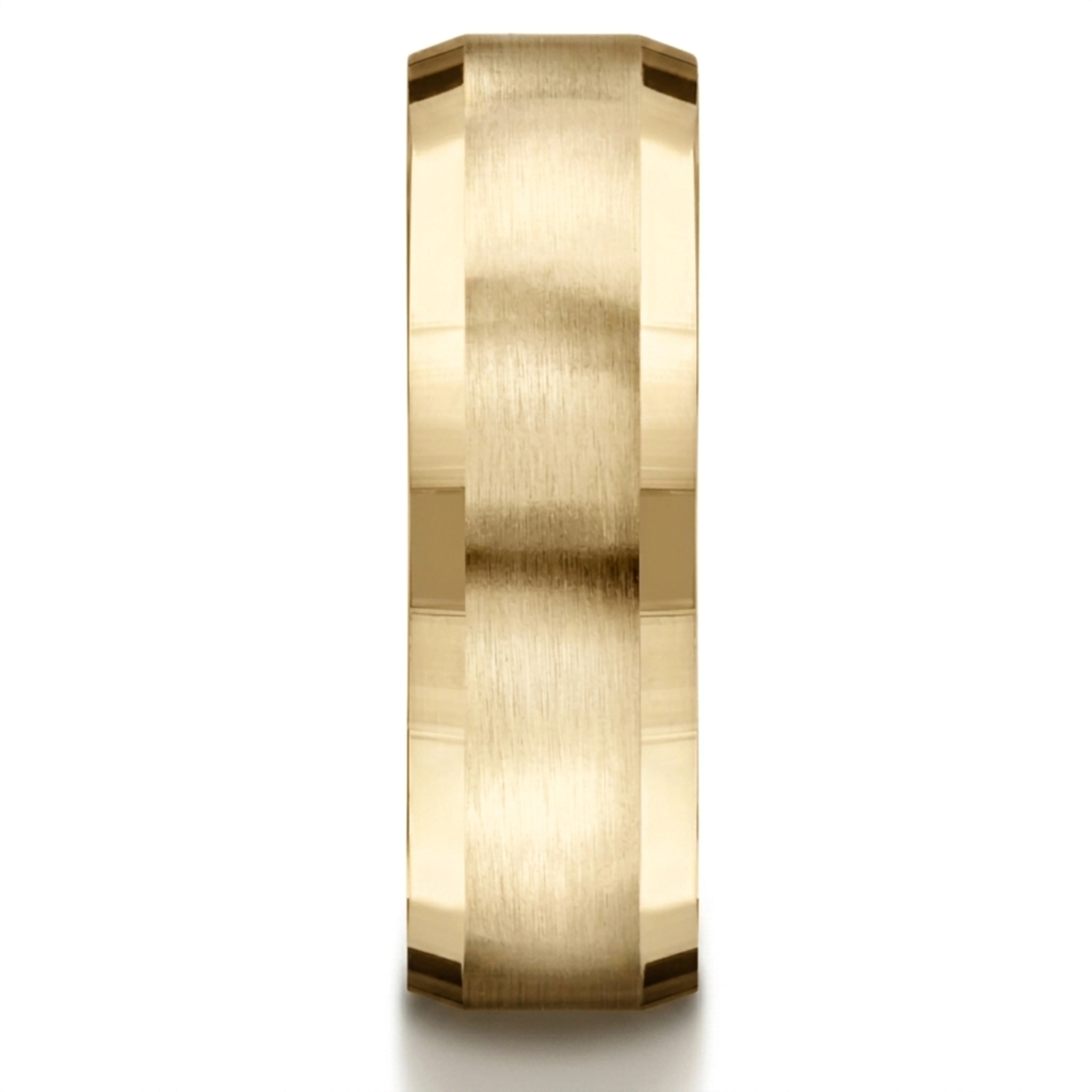 14K yellow gold 7mm. satin 7mm-Satin-Four-Sided-Carved-Design-Band - alternate view 4