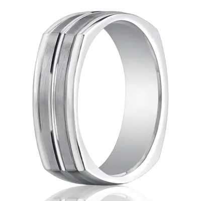 Benchmark 7mm Comfort-Fit Satin-Finished Center Cut Four-Sided Carved Design Band - view 2 of 4
