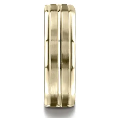 Benchmark 7mm Comfort-Fit Satin-Finished Center Cut Four-Sided Carved Design Band - view 3 of 4