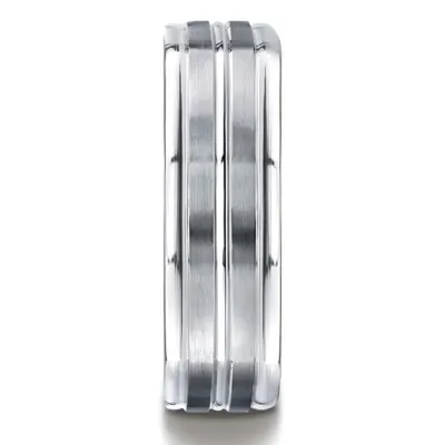 Benchmark 7mm Comfort-Fit Satin-Finished Center Cut Four-Sided Carved Design Band - view 4 of 4