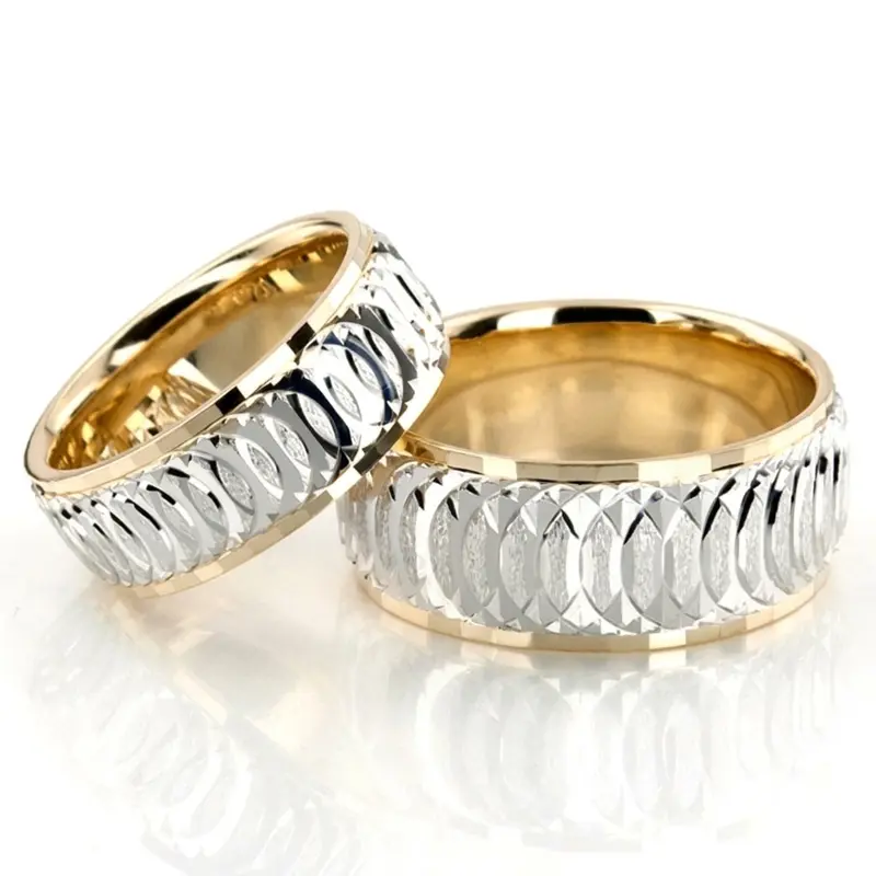 18K circular-cut-fancy-carved-wedding-band - main view