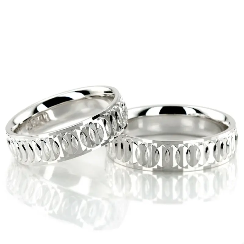 18K circular-cut-fancy-carved-wedding-band - alternate view 2