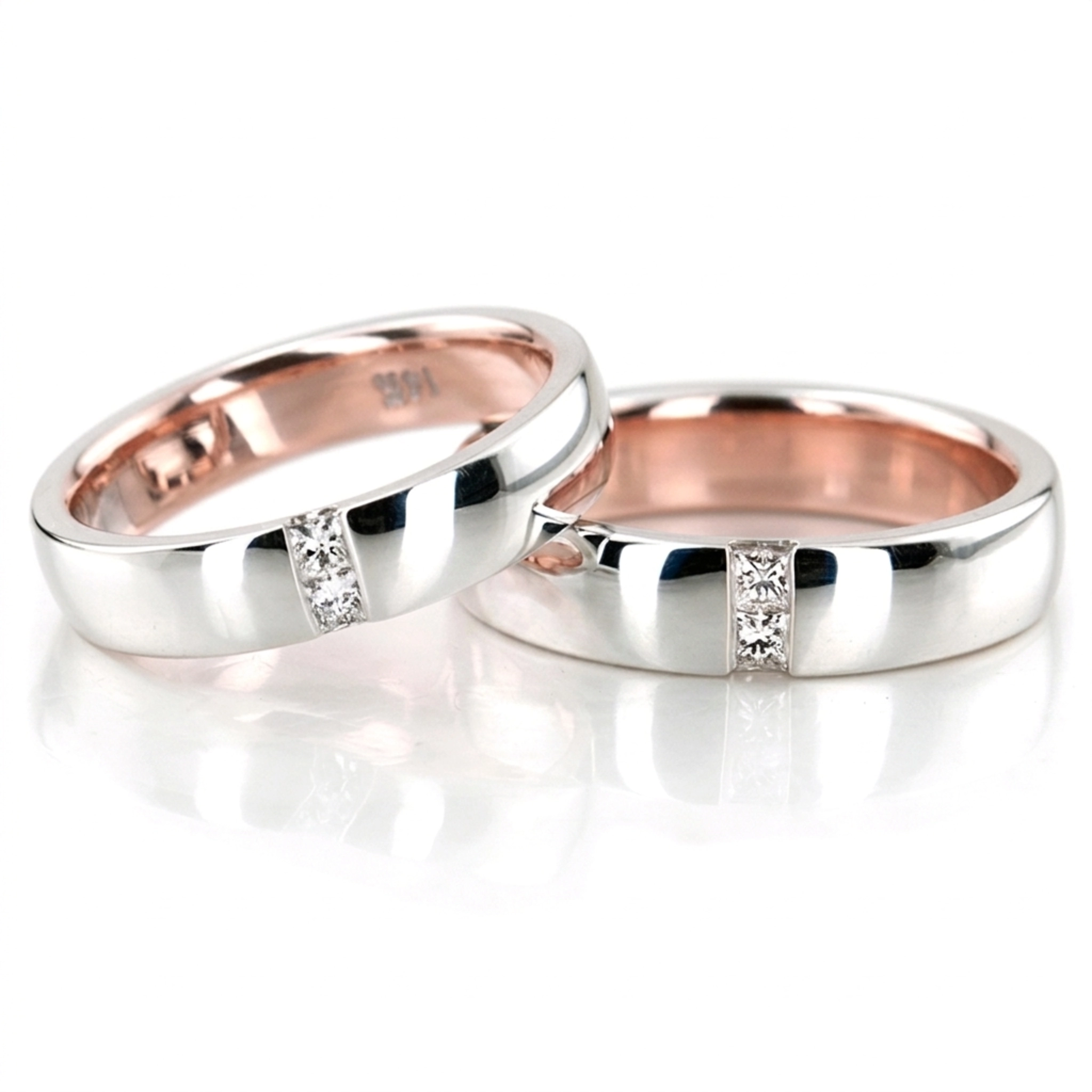 10K princess-cut-diamond-two-tone-wedding-band-set - main view