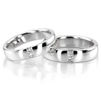 Rose & White Gold Two Tone Princess Cut Diamond Matching Rings Set - view 2 of 4