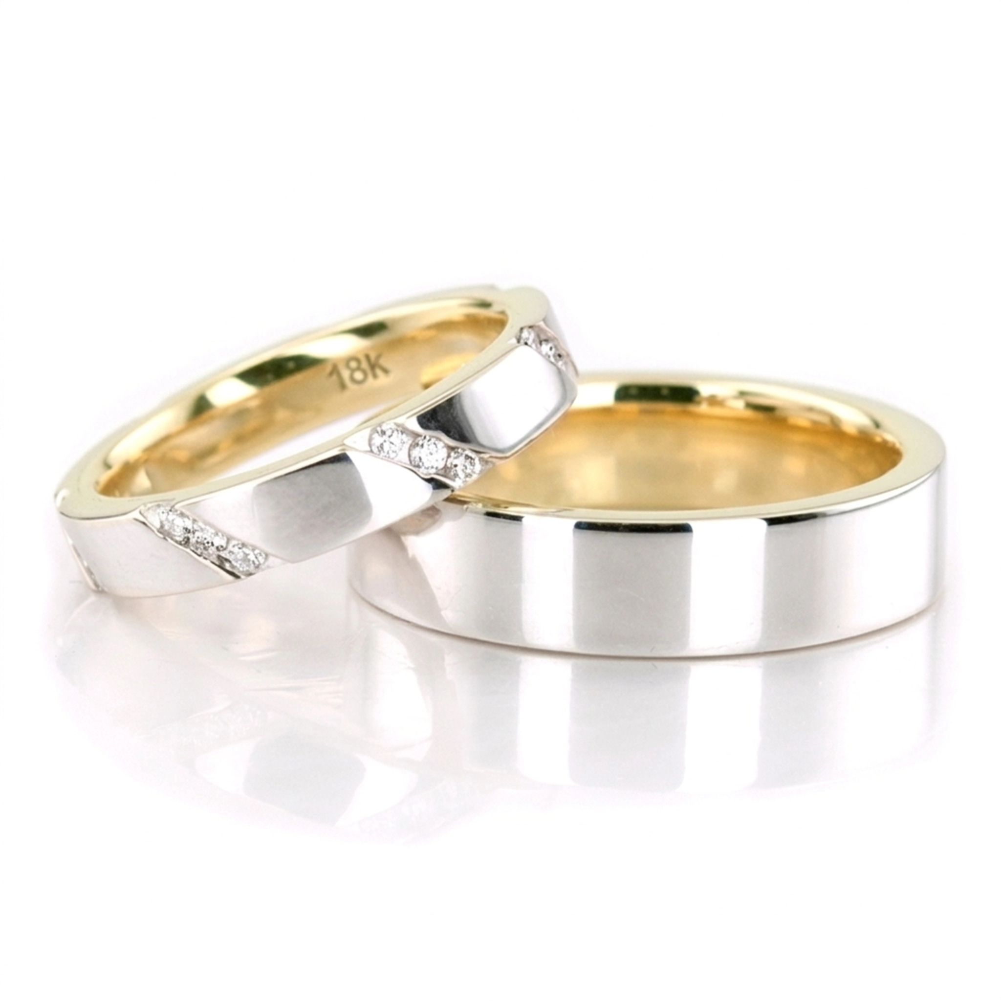 10K flat-comfort-fit-diamond-wedding-band-set - main view