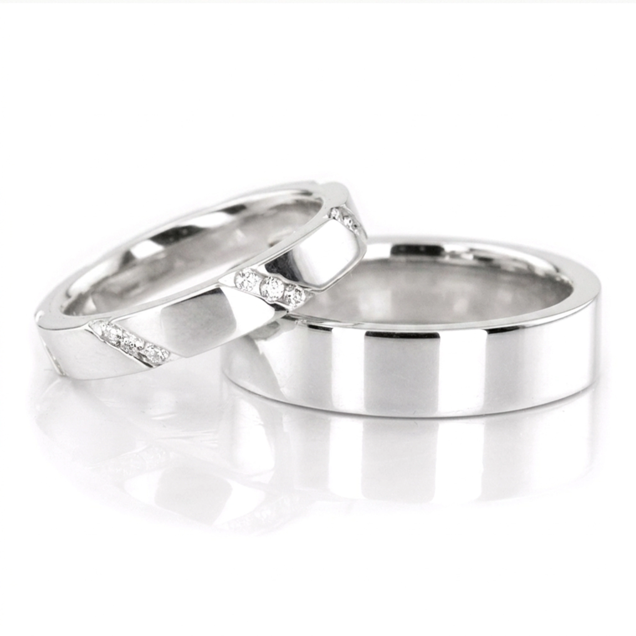 10K flat-comfort-fit-diamond-wedding-band-set - alternate view 2