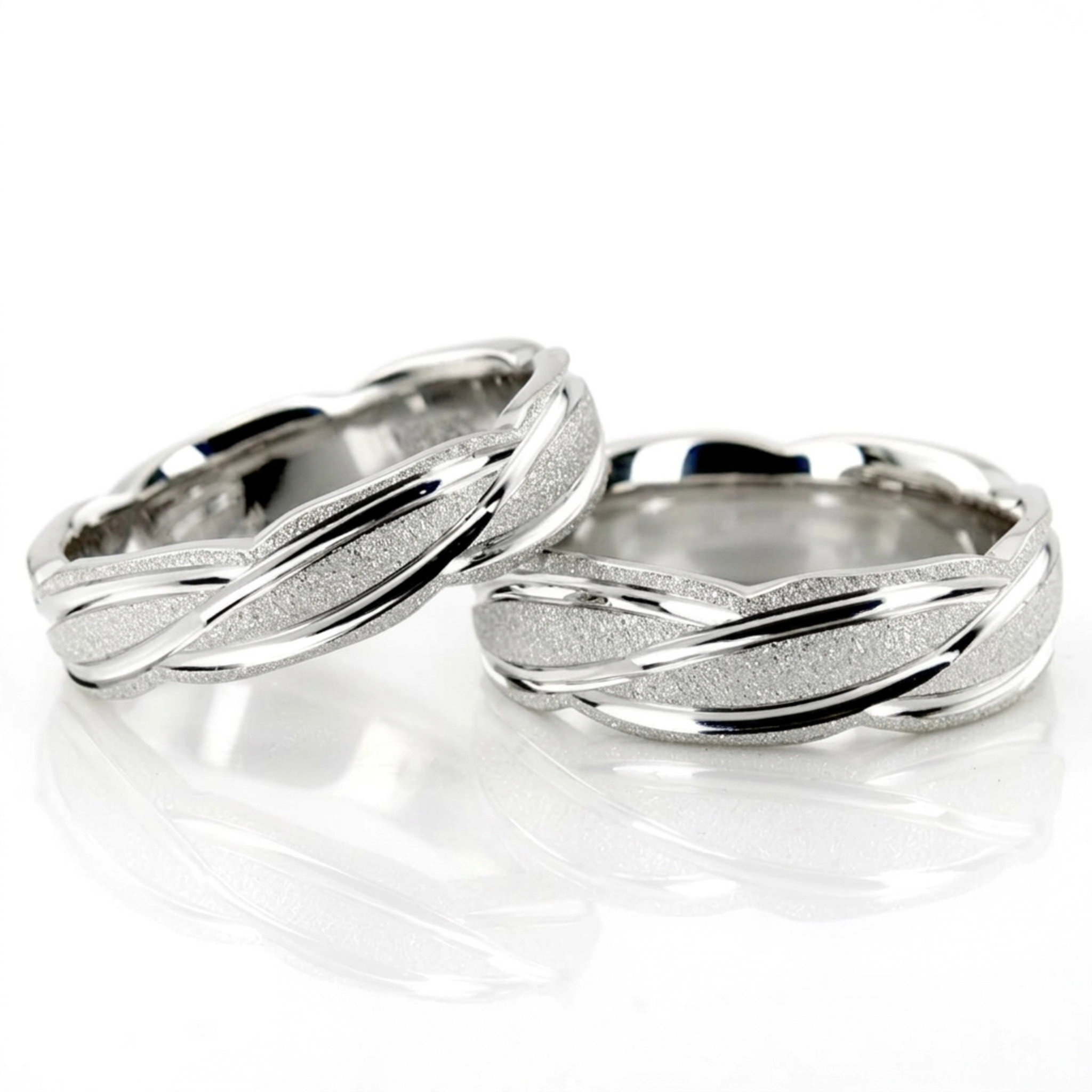 10K Contemporary-Design-Fancy-Carved-Wedding-Band-Set - main view