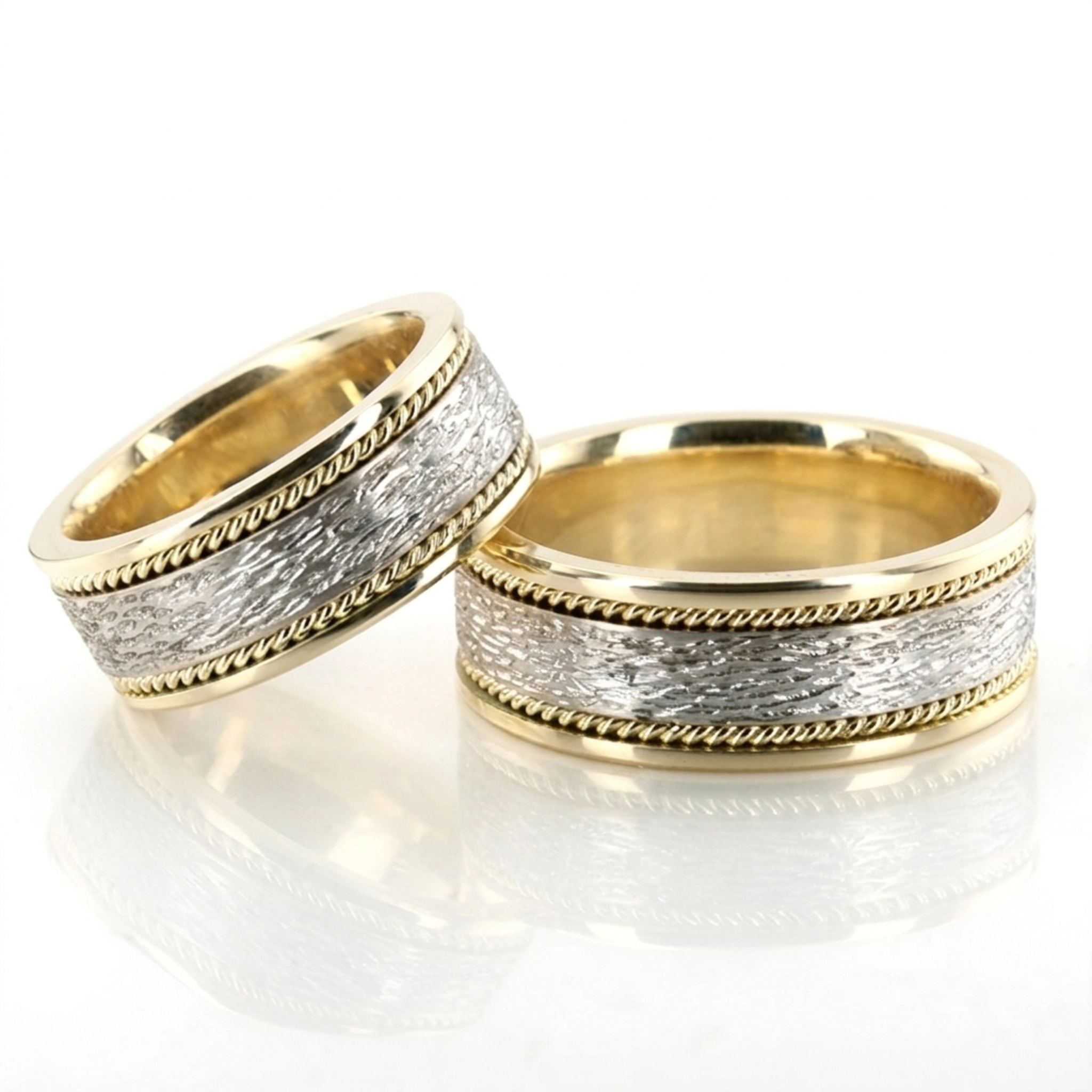 10K Antique-Rough-Finish-Wedding-Ring-Set - alternate view 2