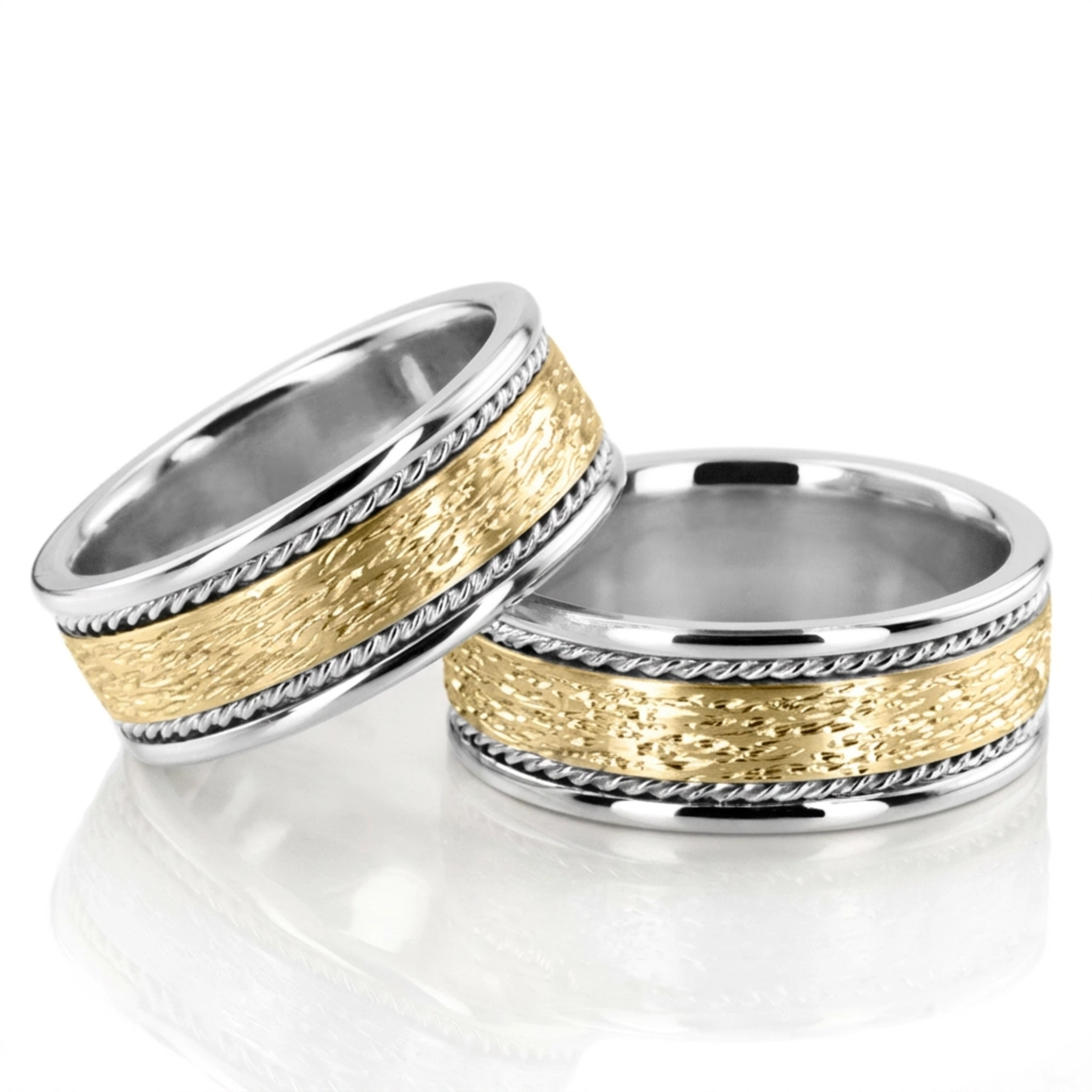 10K Antique-Rough-Finish-Wedding-Ring-Set - main view