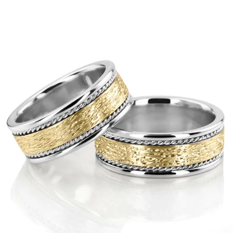 10K Antique-Rough-Finish-Wedding-Ring-Set - main view
