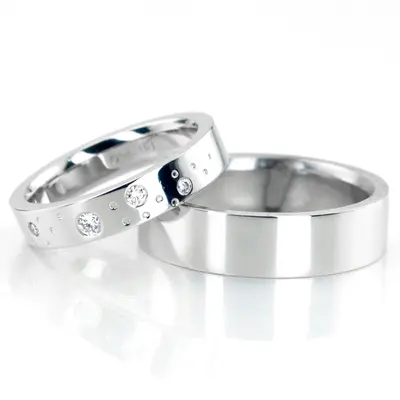 Starstruck Designer Flat Comfort Fit Wedding Band Set - view 1 of 3