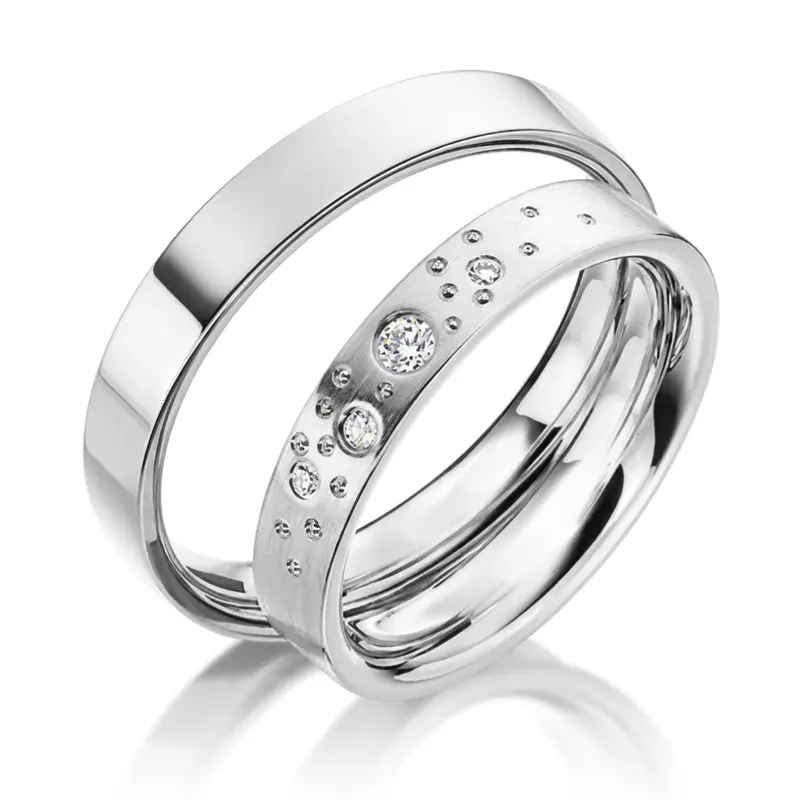 14K flat-comfort-fit-wedding-band-set-with-diamonds - alternate view 3