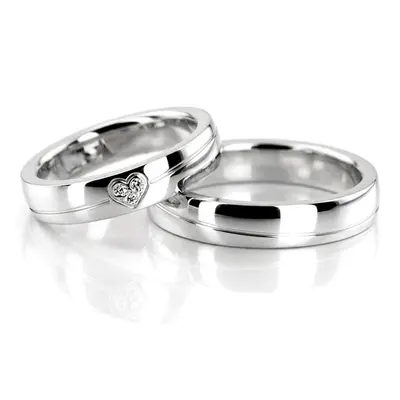 Duo Color Two Tone Contemporary Design Couples Ring Set - view 2 of 3