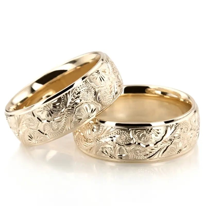10K Trendy-Floral-Wedding-Band-Set - main view