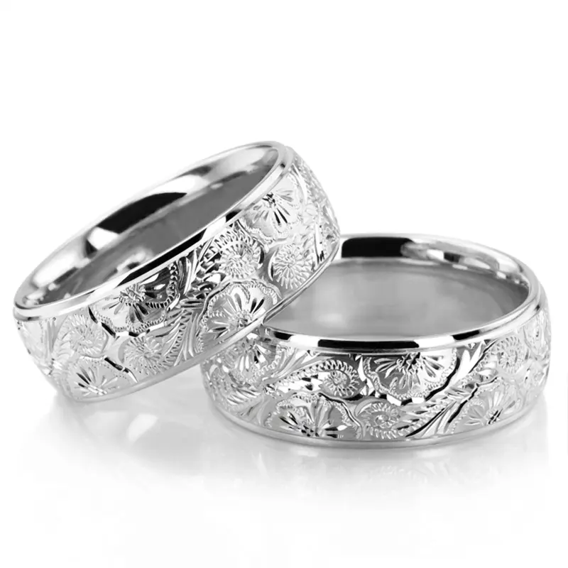 10K Trendy-Floral-Wedding-Band-Set - alternate view 3