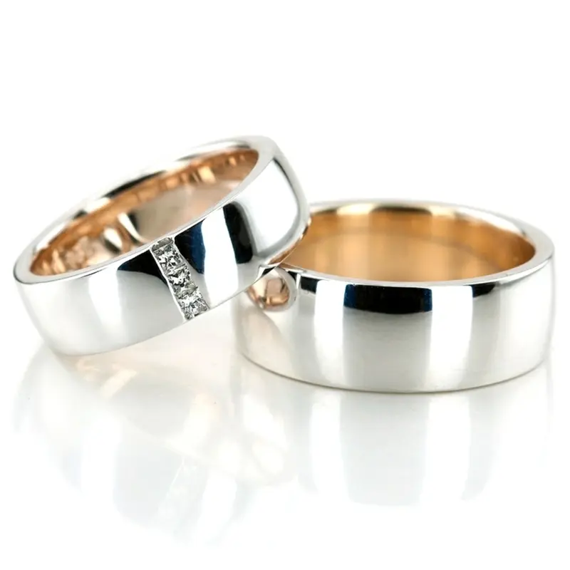 plat two-tone-princess-cut-channel-set-wedding-band-set - main view